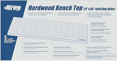 Miniatura 3 de Kreg Tapa de banco de madera dura de 24" x 48" con agujeros para perros
