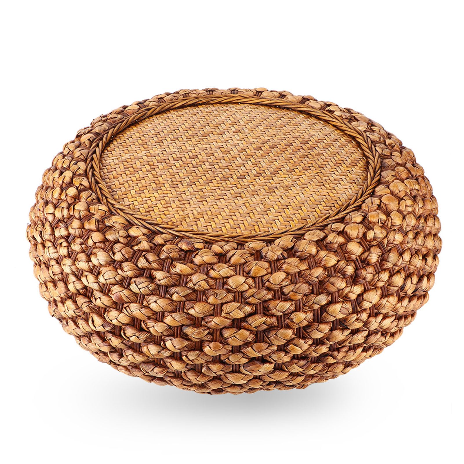 Natudeco Tatami Floor Pillow Japanese Floor Seats Rattan Floor Cushion Breathable Floor Sitting Pillow Comfortable Round for Balcony Straw Mat Yogo Meditation Living Bedroom
