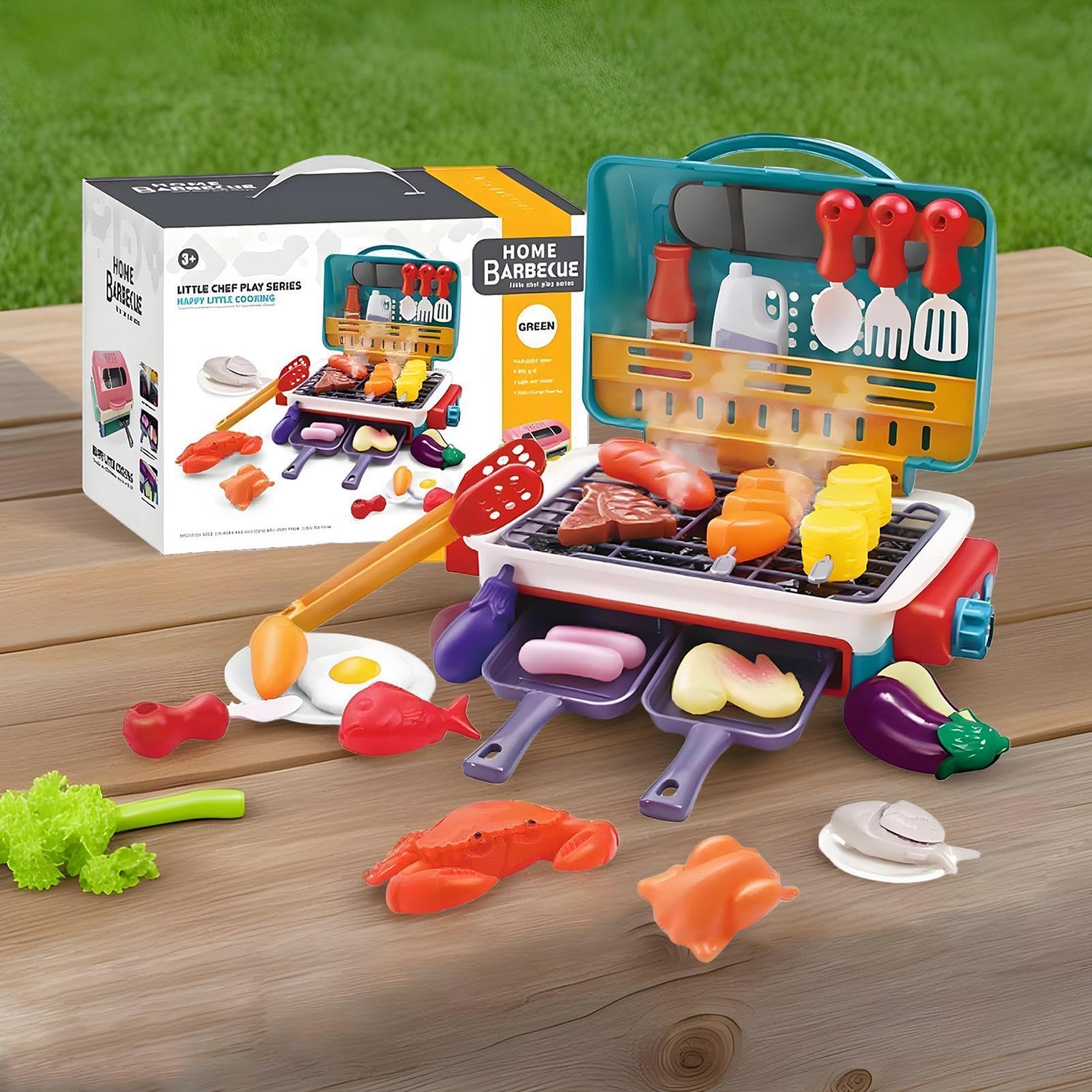 Juego De Parrilla De Barbacoa Para Niños Pequeños Juego De Barbacoa De | Juego De Imitación De Cocina Set De Parrilla Para Exterior Para Cumpleaños Navidad F
