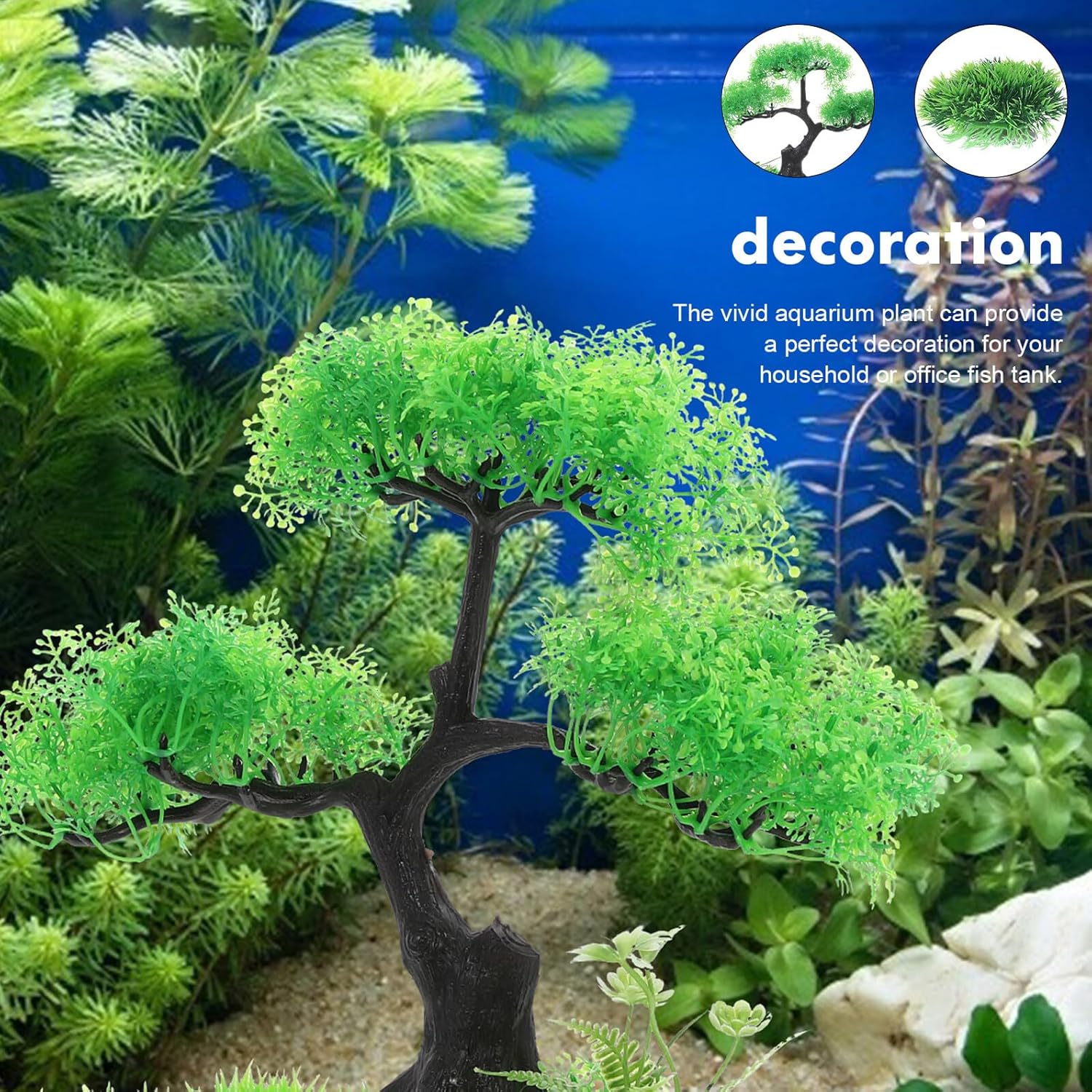 Aquarium Plants Fish Tank Decorations Set Abs Plastic Artificial Underwater Tree Greenery Small and Large Aquariums Fish Tank Landscape Decor Freshwater