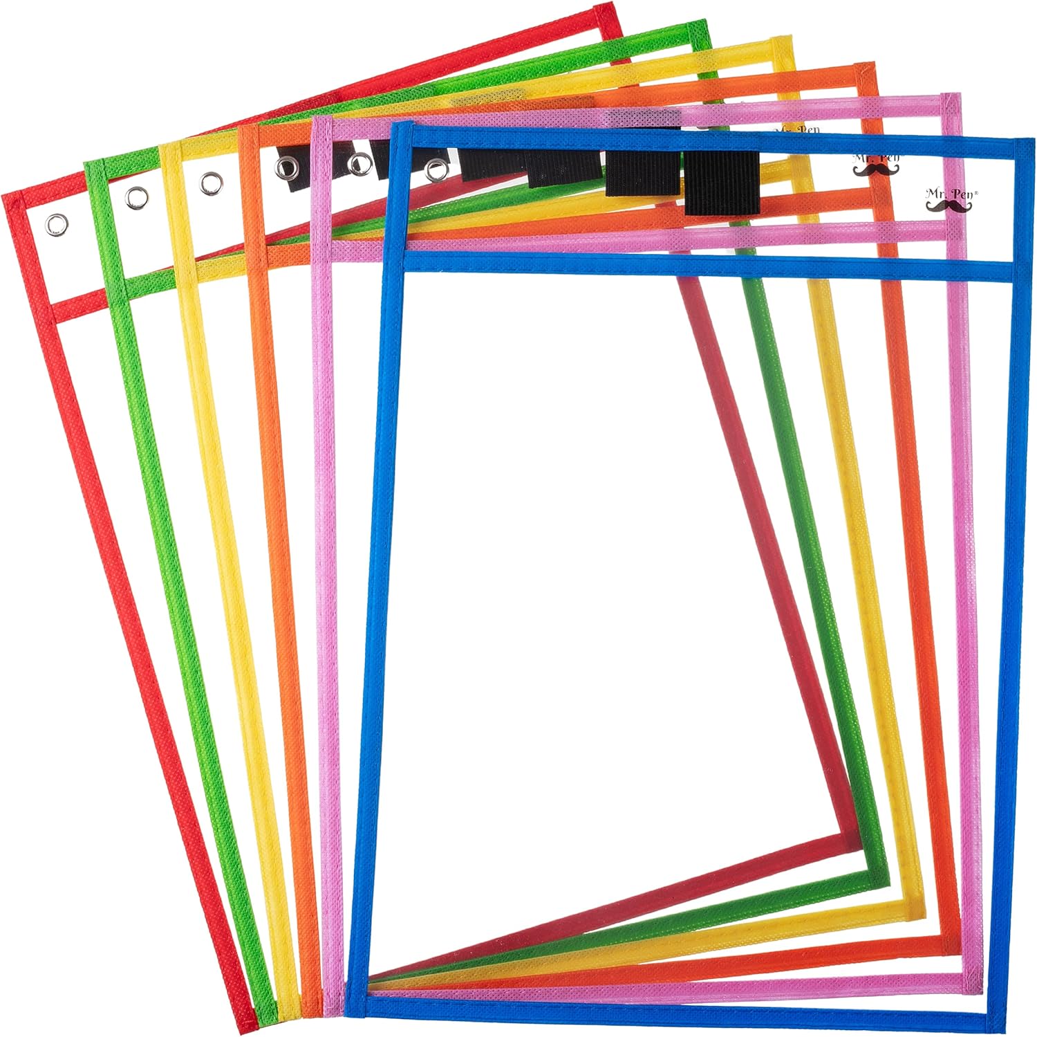 Mr. Pen- Dry Erase Pocket Sleeves, 10 x 14 Inch, 6 Pack, Colorful, Dry Erase Plastic Sleeves, Dry Erase Pockets Reusable Sleeves, Dry Erase Sleeves, Clear Pocket Sleeves, Classroom Sleeves : Office Products