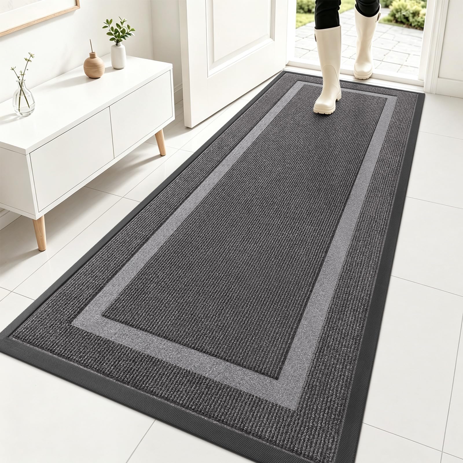 OLANLY Front Door Mat Outside 71x23, All-Season Heavy-Duty Rubber Doormat