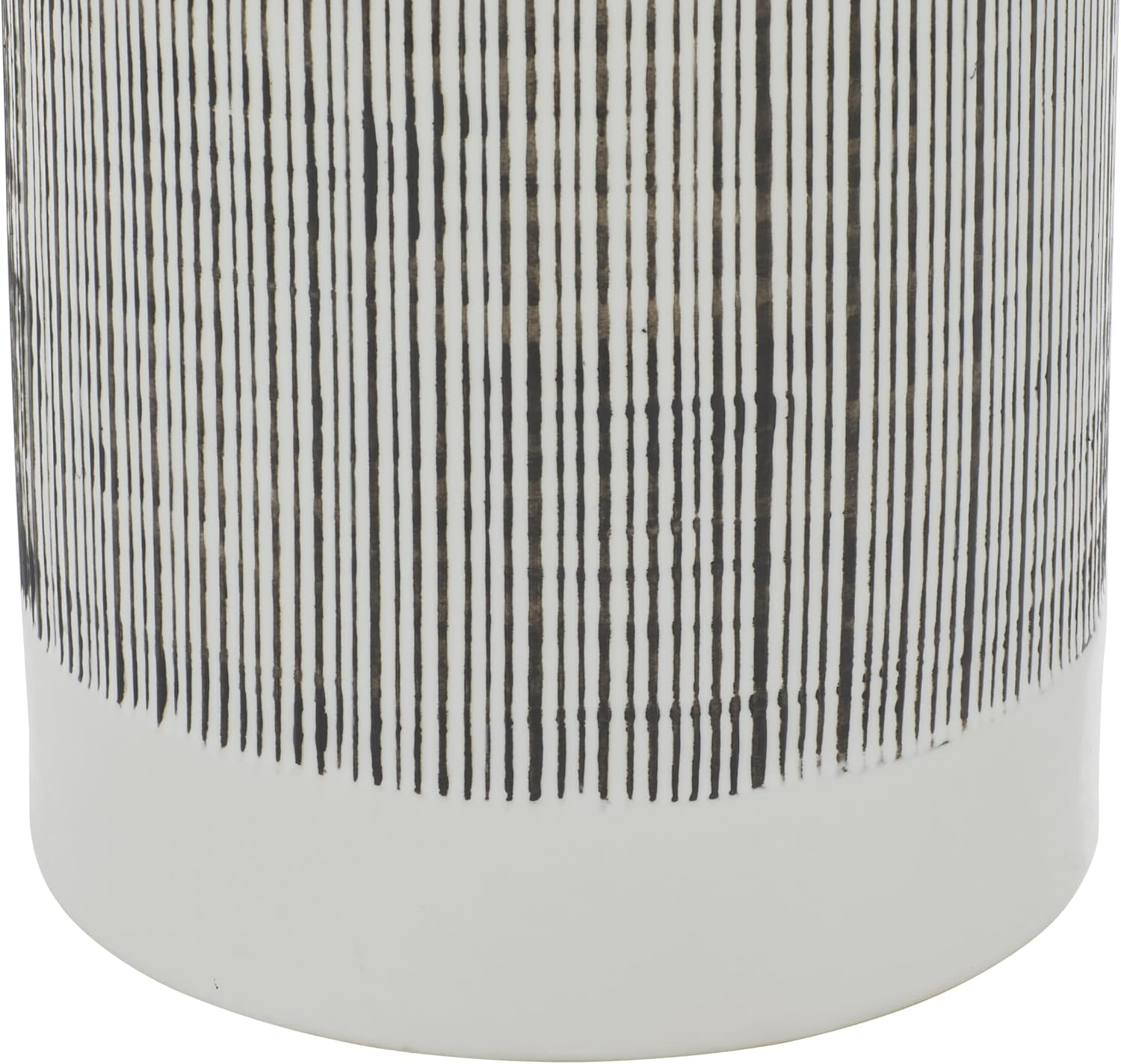 CosmoLiving by Cosmopolitan Ceramic Living Room Decorative Jars Striped Decorative Container, Set of 2 Jar with Lid 13", 11"H, White