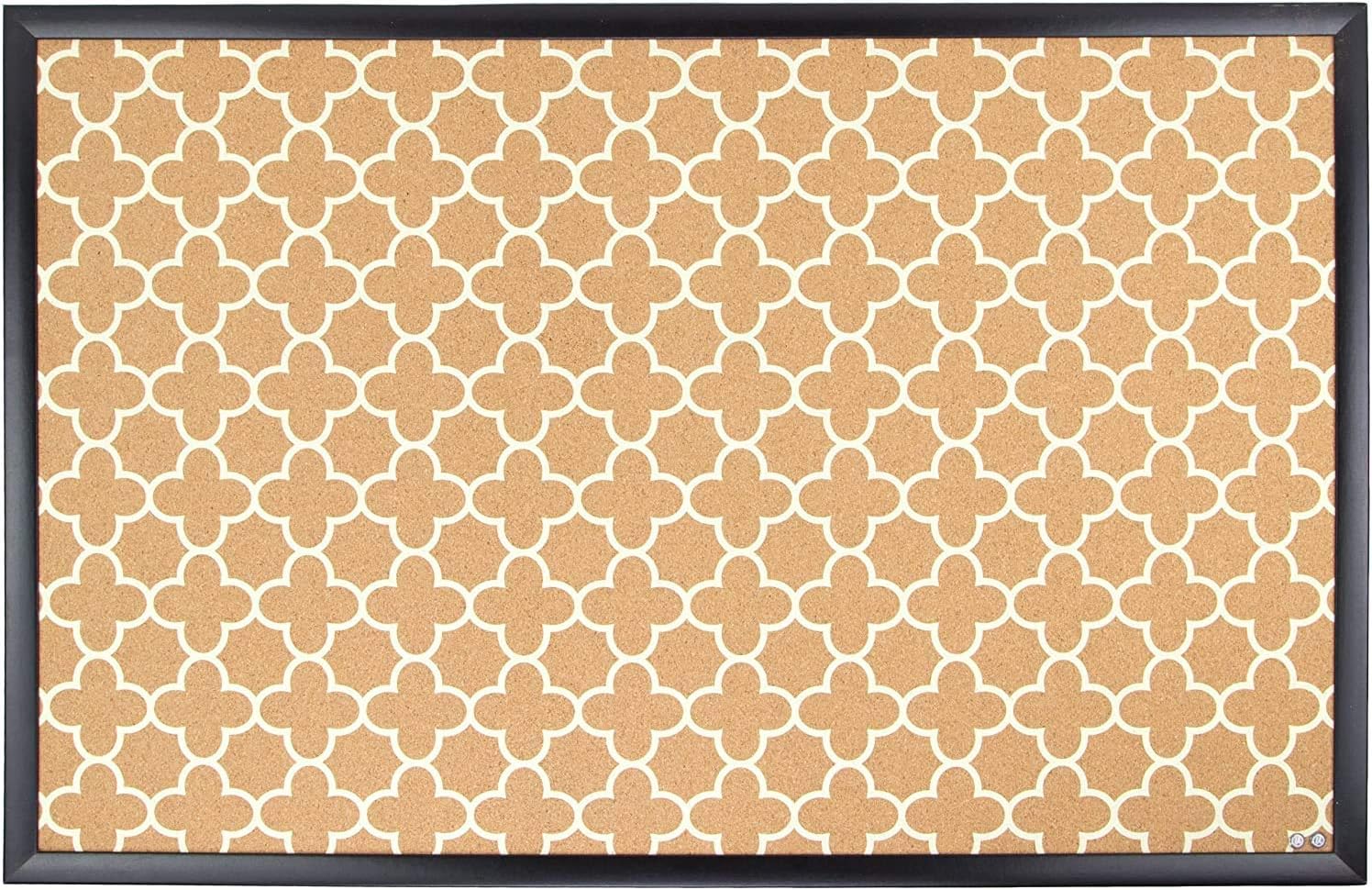U Brands Cork Bulletin Board, 23 x 35 Inches, Black Wood Frame, Quatrefoil Fashion Design Print (306U00-01) : Everything Else