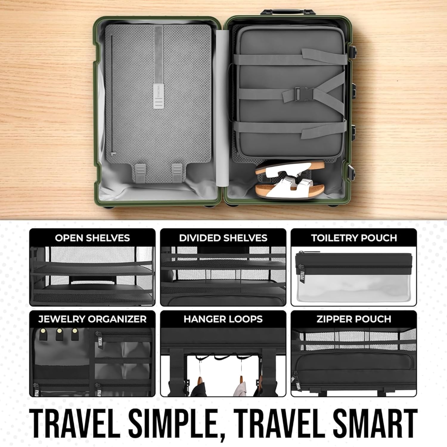 Voyaj Hanging Suitcase Organizer for Travel - Carry on Closet Suitcase, Hanging Luggage Organizers, Travel Organizer - Easily Fits Carry On Luggage for Wrinkle Free Packing - Image 6