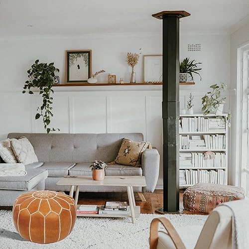 Miniatura 2 de MARRAKESH STYLE Cómodo puf otomano de cuero, hecho a mano, sin relleno, puf redondo y otomano con reposapiés, perfecto para salas de estar,