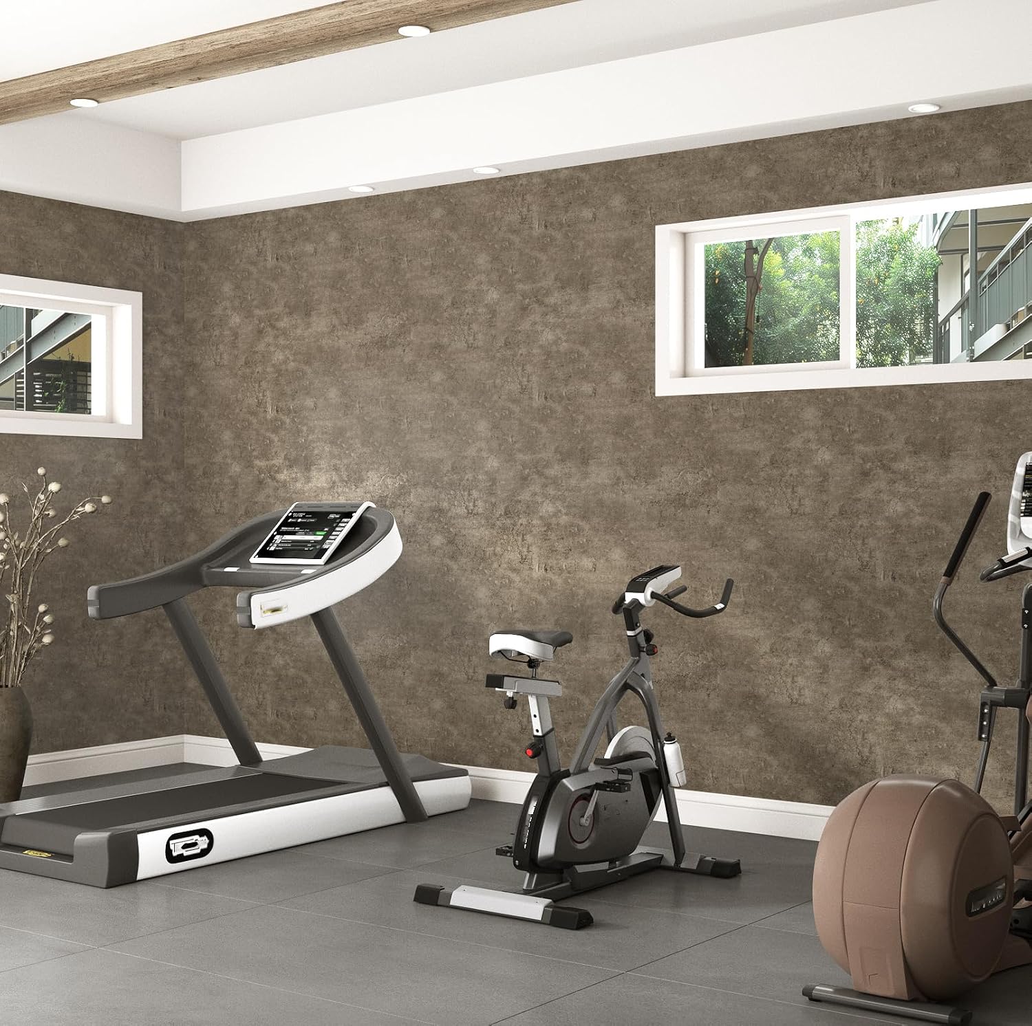 WESTICK Taupe Concrete Wallpaper for Bedroom Industrial Style 15.8"x200" Peel and Stick 3D Textured Concrete Contact Paper Waterproof Removable Brown Accent Wallpaper for Living Room Bathroom Gym RV