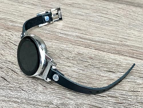 Miniatura 6 de SIMEON D Leather Band Compatible for Samsung Galaxy Watch 4 40mm 44mm & Watch 4 Classic 42mm 46mm Slim Black 10mm Adjustable Size Strap Bracelet
