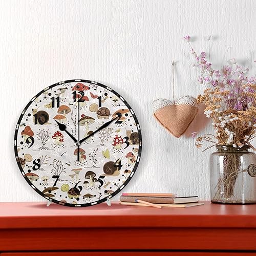 Miniatura 2 de xigua Reloj de pared con diseño de hongos de dibujos animados, silencioso sin tictac de 10 pulgadas, funciona con pilas, reloj fácil de leer para