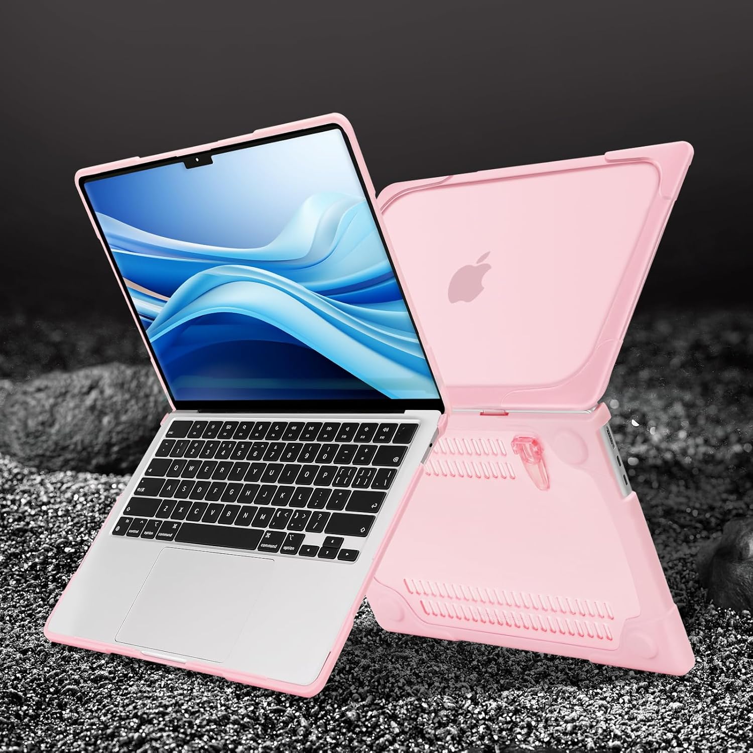 MOSISO Compatible with MacBook Air 13 inch Case M5 2026 M4 2025 M3 M2 2024-2022 A3449 A3240 A3113 A2681, Heavy Duty Case with Fold Kickstand&Keyboard Cover&Screen Film&Pouch for MacBook Air 13.6, Pink