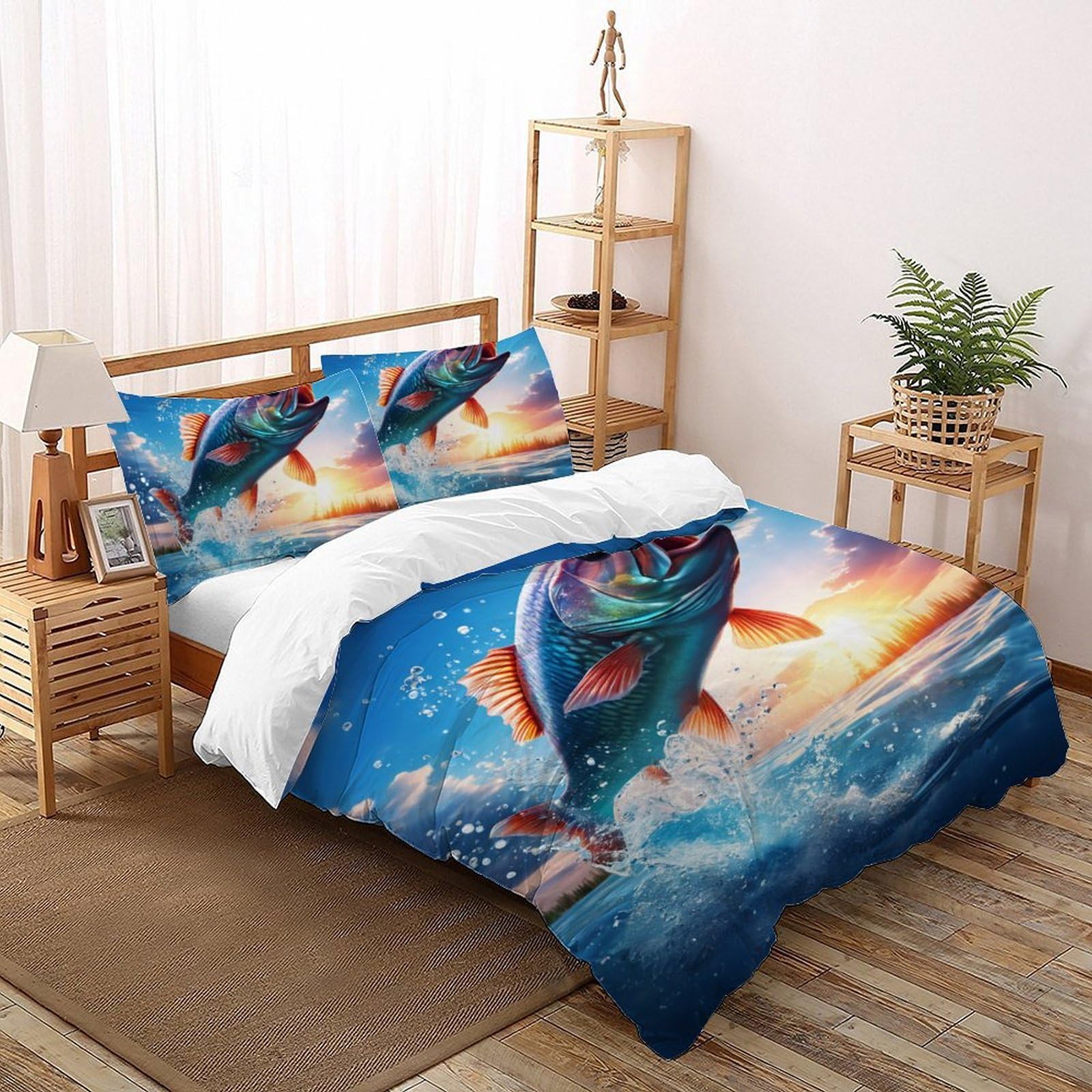 Housse de couette 3D enfants pour chambre double parure douce 3 pièces 200x200cm à fermeture