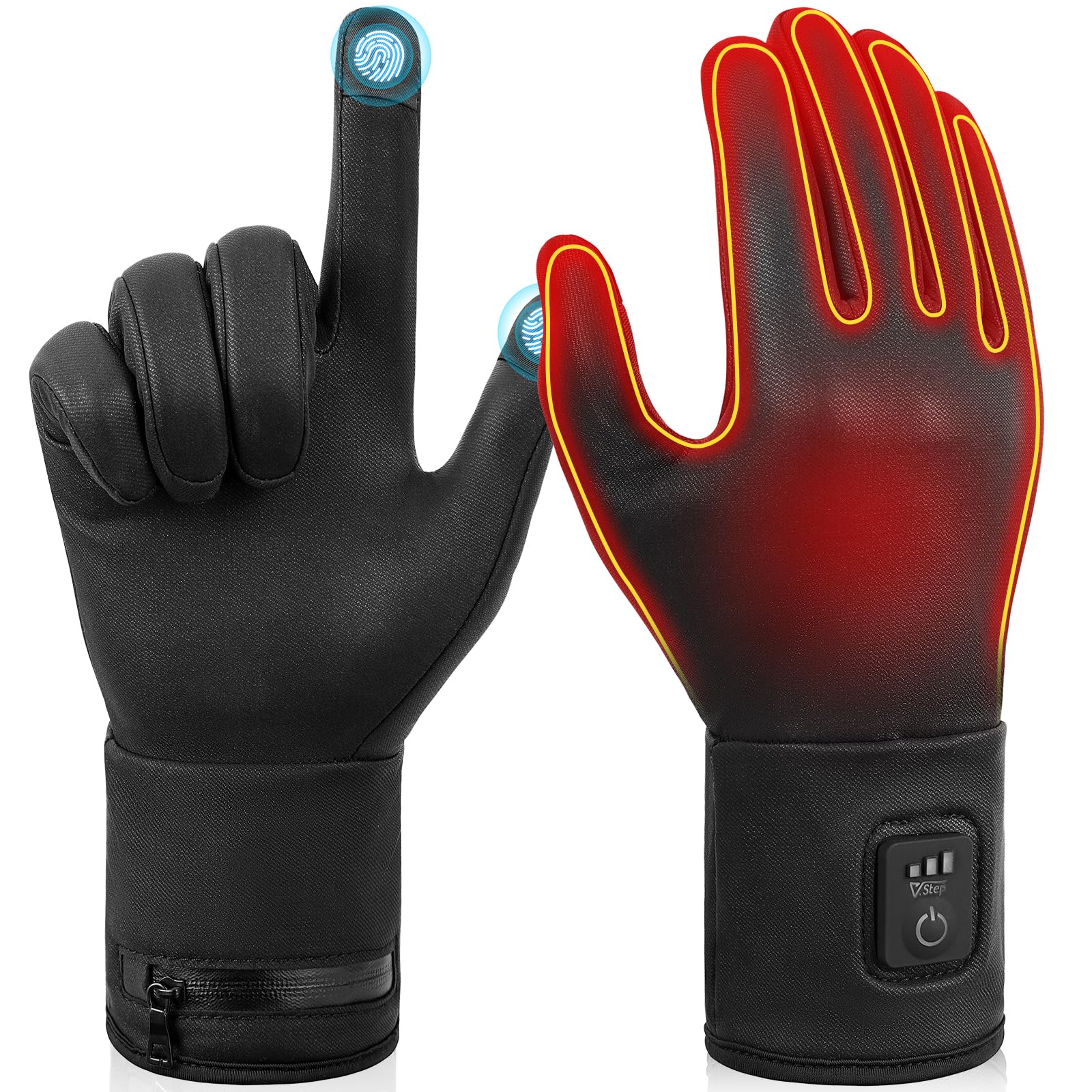 V.Step Thin Heated Gloves Liners Men Women Rechargeable Touchscreen XL
