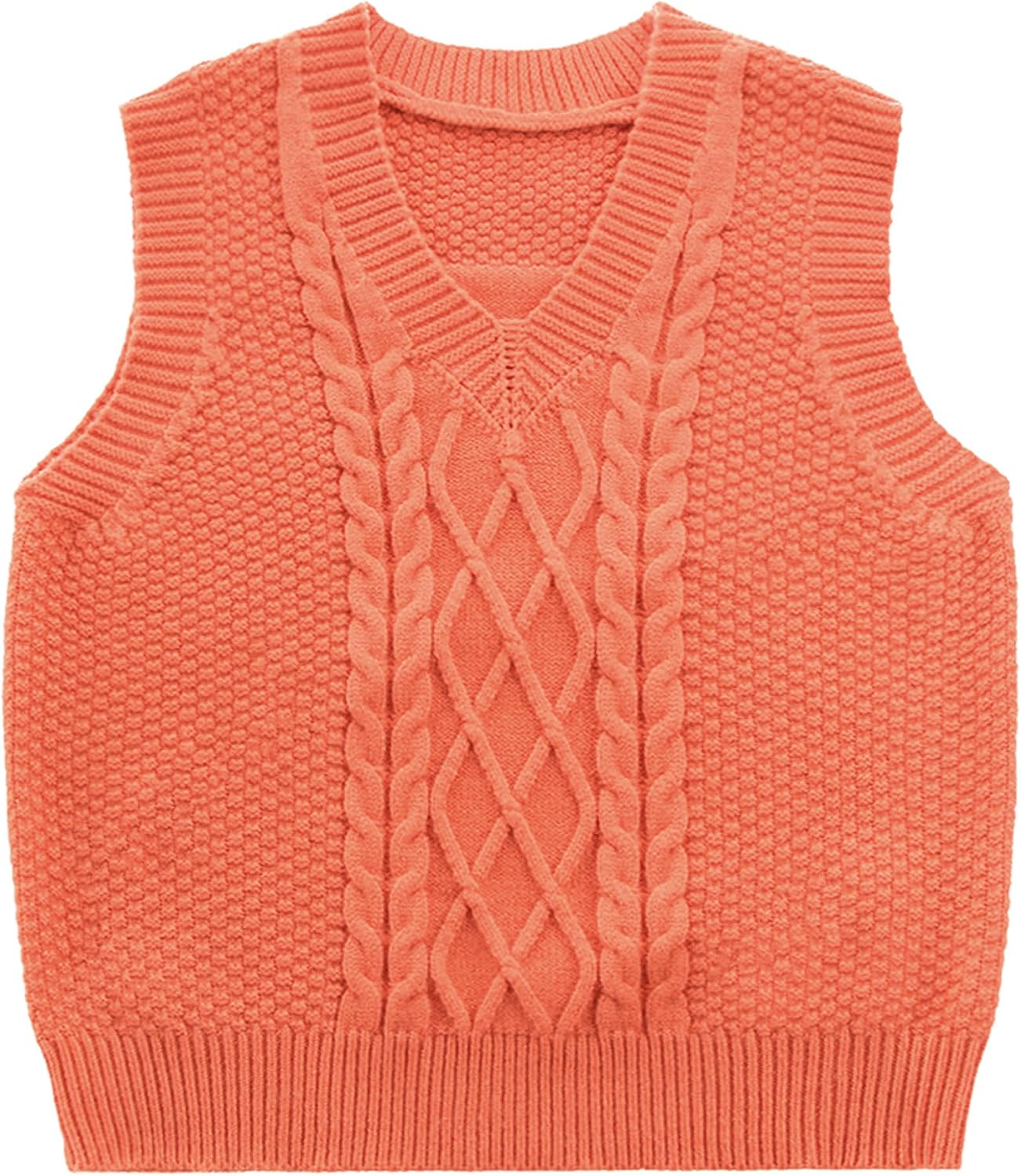 SEAUR Toddler Kids Sweater Vest V Neck Cable Knit Argyle Sweater Vest Boys Girls Sleeveless Uniform School Pullover Knitwear