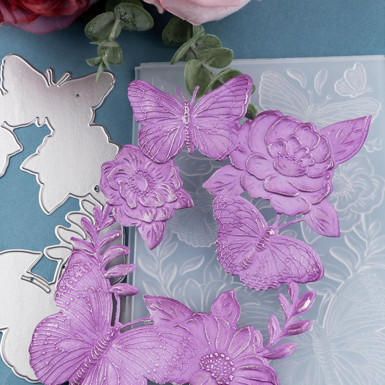 Briartw 3D Embossing Folder for Card Making,Butterfly Clear Plastic Texture Fades Embossing Folder Template for Scrapbooking and Other Paper Craft Album Stamps DIY Decoration