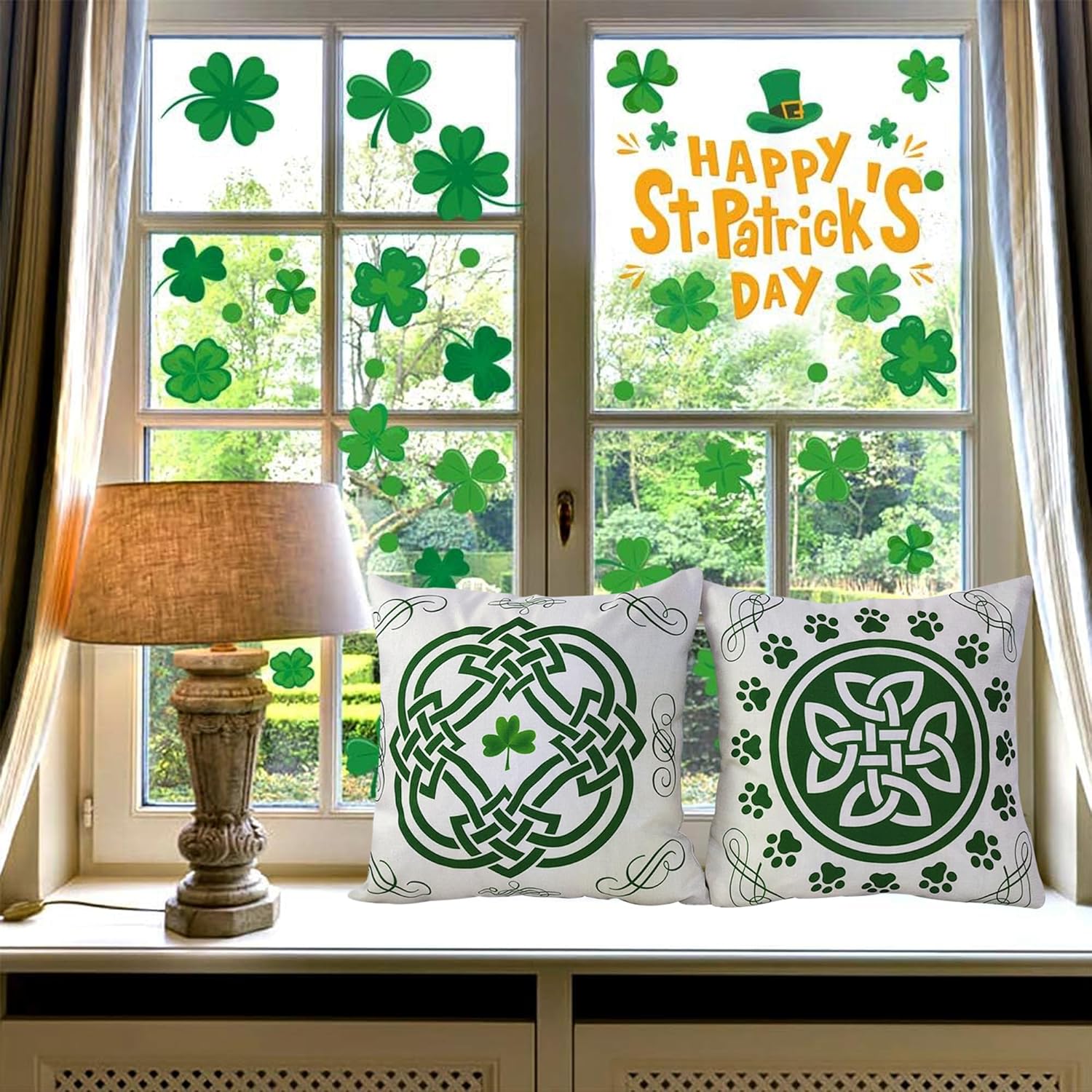Irish Celtic Knot Shamrock Pillow Covers 18x18 Inch Set of 4 for Outdoor St. Patty's Day Throw Pillow Cases Without Fillers
