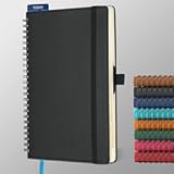 Planner 2025-2026 Daily Weekly and Monthly&comma;8&period;5"x6&period;5"&comma;18 Months Spiral Bound Calendar Agenda with Self-adhesive Pen Holder&comma;2026 Academic Plan with Vegan Leather Soft Cover&comma;Black