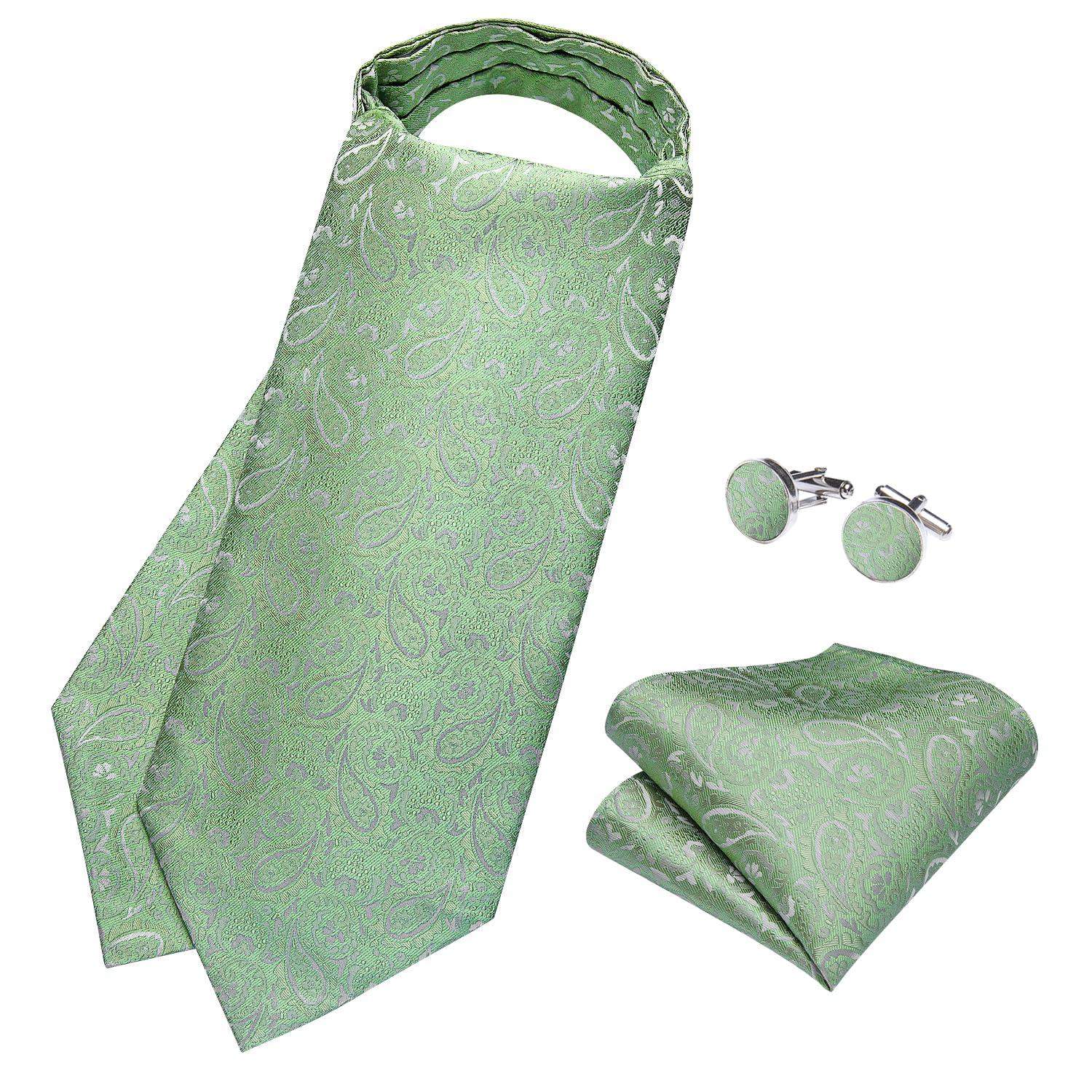 DiBanGu Jacquard Woven Ascot Silk Cravat Set for Men Wedding