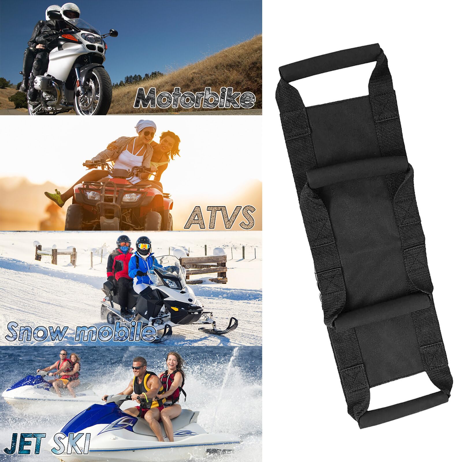 NCONCO Harnais de sécurité pour moto - Sangle de siège de moto - Ceinture de sécurité avec quatre poignées - Réglable pour les enfants