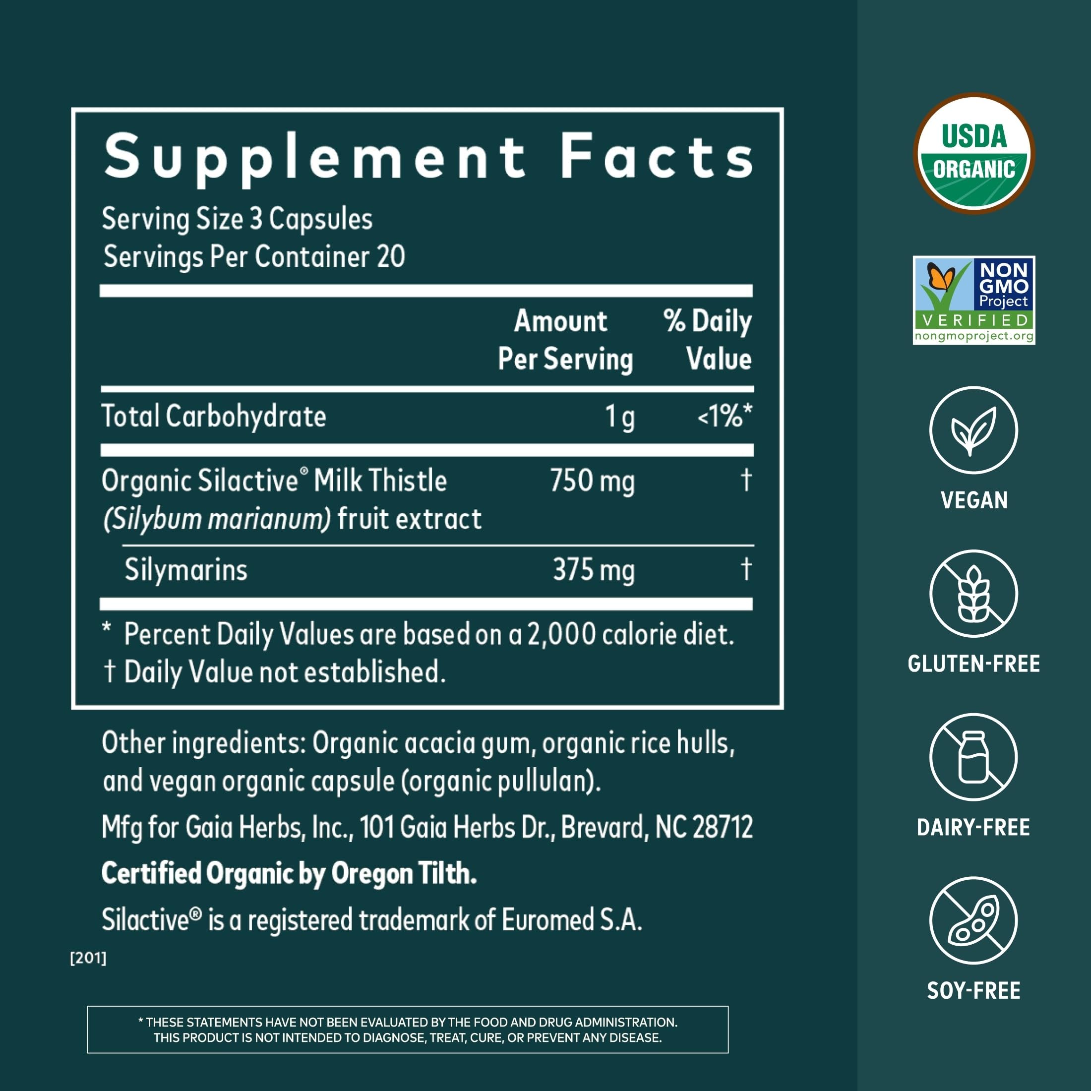 Gaia Herbs Milk Thistle, 60 Vegan Capsules, 20 Servings — Amazon image 2