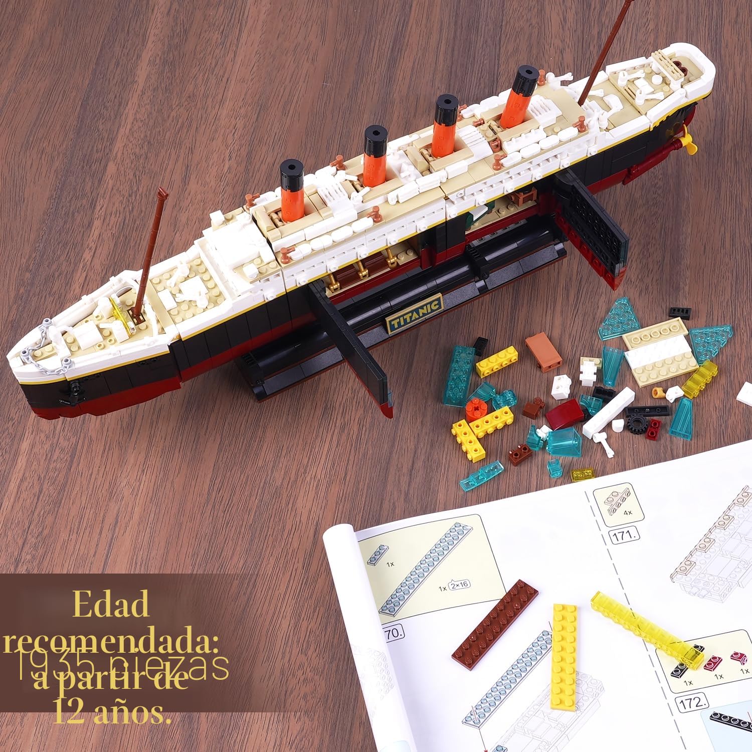 PLAXSOON Juego de construcción Titanic 2 en 1 con luces, 1935 piezas, kit de bloques de construcción mini de barco Titanic con soporte de exhibición de glaciar, modelo de barco de decoración del hogar