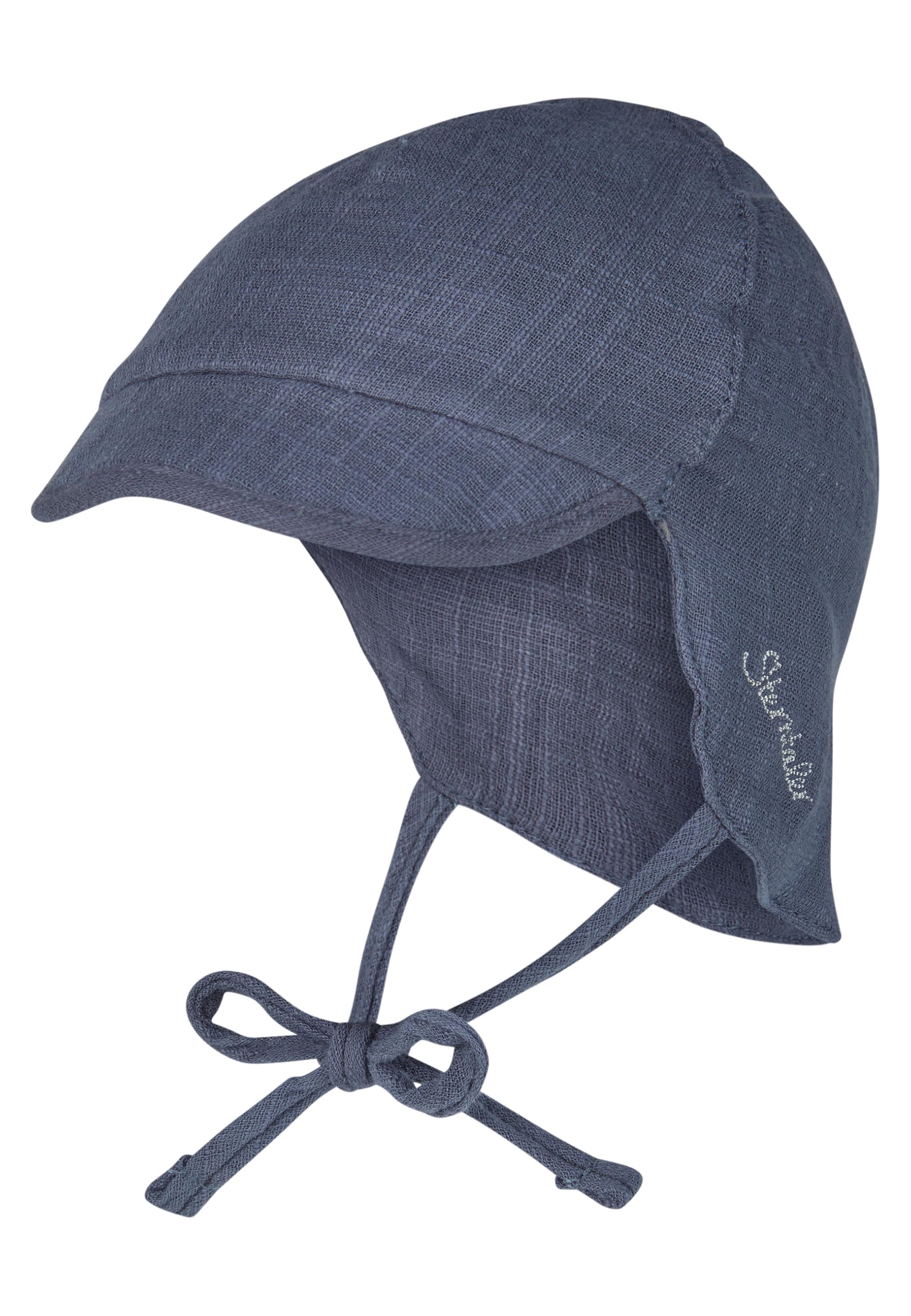 Sterntaler Schirmmütze Nacken Uni - Jungen Mütze mit kleinem Nackenschutz und Bindeband - Sommermütze aus luftigem Baumwoll Musselin - Sonnenhut - Baby und Kinder Kopfbedeckung
