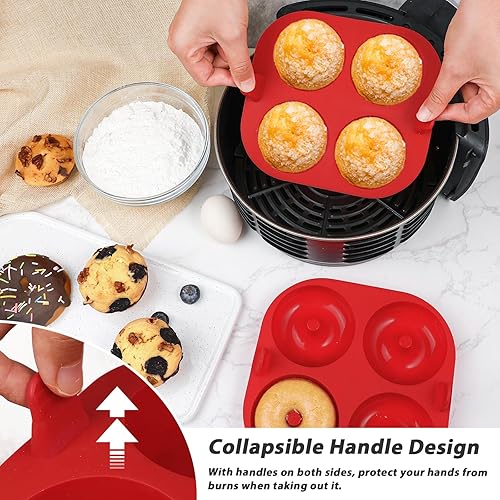 Miniatura 4 de Webake Molde de silicona para magdalenas y molde para donas, para hacer cupcakes y donas de tamaño estándar de 2.8 pulgadas, antiadherente, sin BPA,