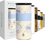 Elemental Artisan Tumbler isolé, Tumbleur de café en acier inoxydable triple mur avec céramique, tasse à café thermique pour chaud (6 - C'est vrai. & Froid (18 C'est vrai. 16oz - Béige