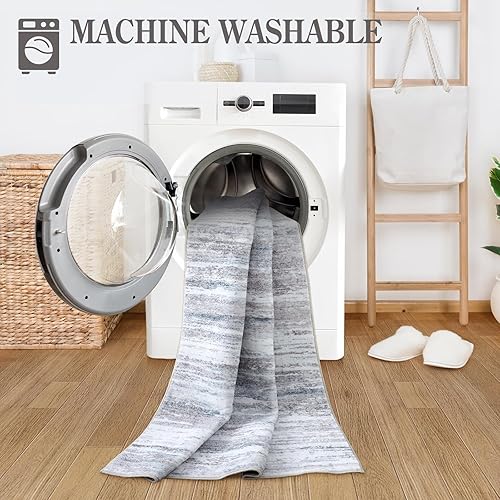 Miniatura 6 de Lahome Alfombra abstracta moderna de 2 x 6 pies, lavable, antideslizante, suave, para lavandería, alfombra ultrafina para dormitorio, baño, pasillo