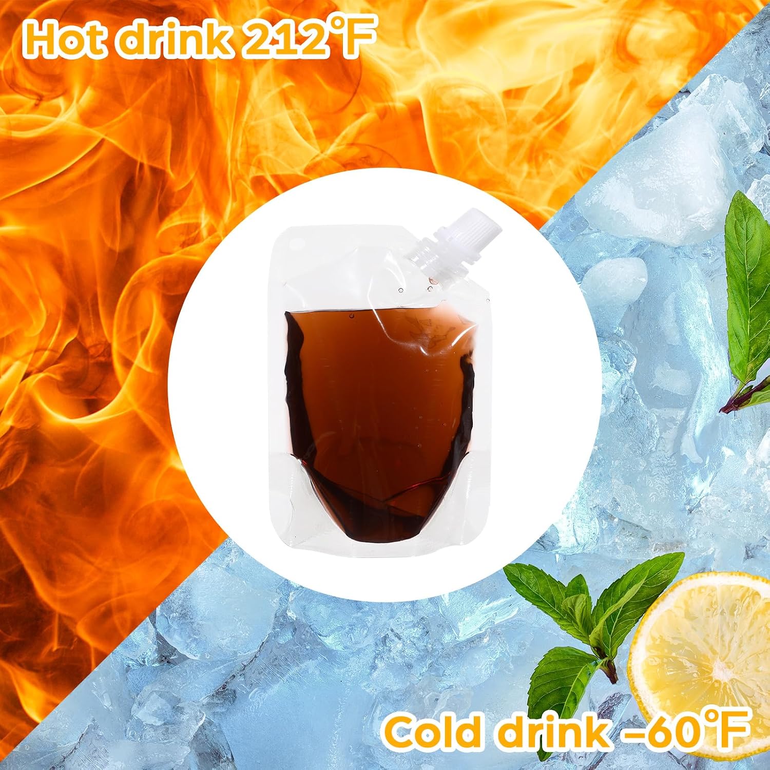 100 Pcs Plastic Pouches Bulk Disposable Clear Juice Pouches Squeeze Salsa Leakproof Beverage Bags with Funnel for Adult Travel Outdoor Sports Concert (1.7 oz)