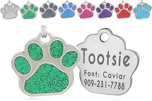 Miniatura 9 de Pet ID Tag, Glitter Paw Bling, Cat ID Tag, Dog ID Tag, Custom Engraved, Dog Name Tag, Cat Name Tag, Dog Tags Personalized, Cat Tags Personalized,