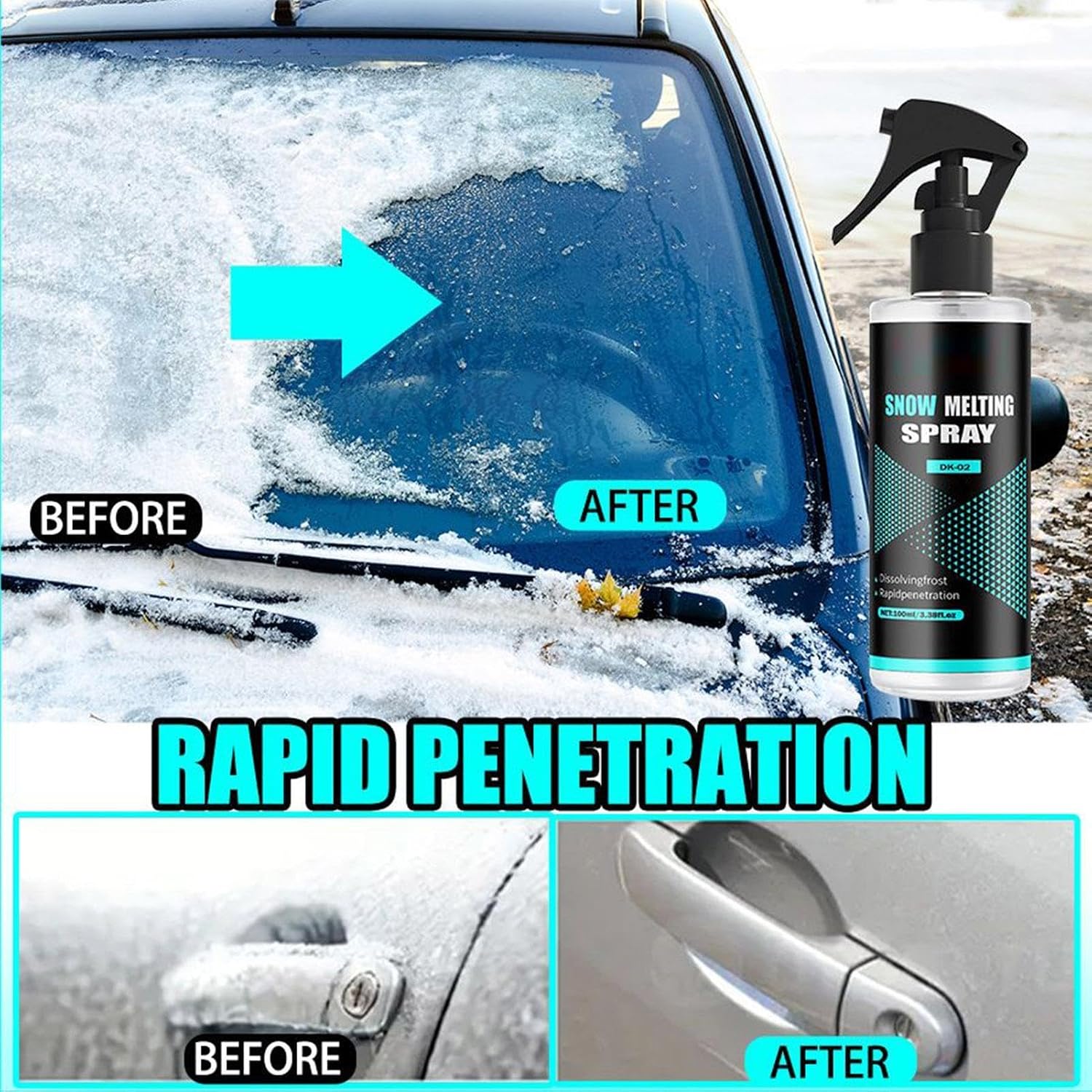Car Windshield Deicer 100ML Ice Melt Spray
