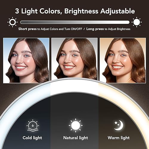 Miniatura 4 de LitBear Espejo de maquillaje de viaje con luces, espejo de aumento recargable de doble cara 10X/1X, espejo de belleza iluminado portátil