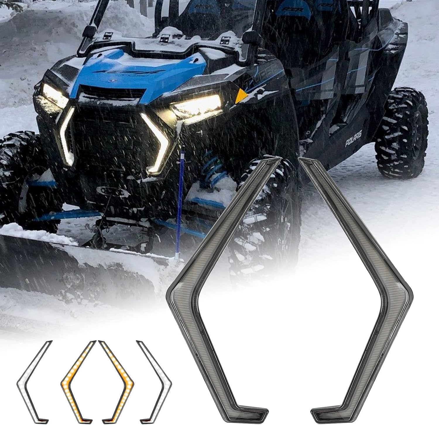 SUNPIE RZR Fang Lights Compatible with Polaris RZR 1000,XP 1000, XP 4 1000,XP Turbo,XP 4 Turbo 2025 2024 2023 2022 2021 2020 2019, Replace#288487, with White and Amber Turn Signal LED Light