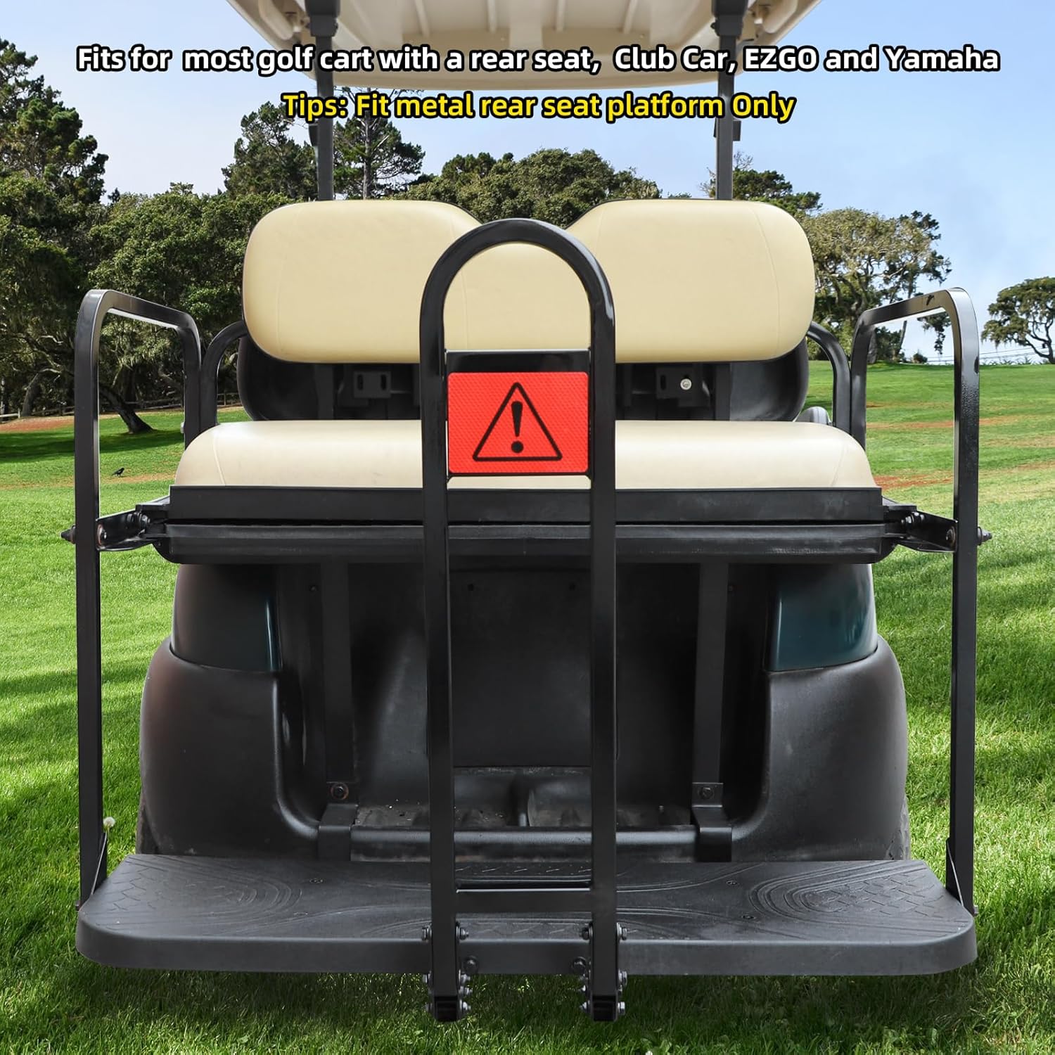 Roykaw Golf Cart No-Drilling Rear Seat Safety Grab Bar Compatible with EZGO, Club Car, Yamaha Gas & Electric Vehicles, Golf Handrail Bar for Rear Seat Passenger, Detachable & Easy to Install