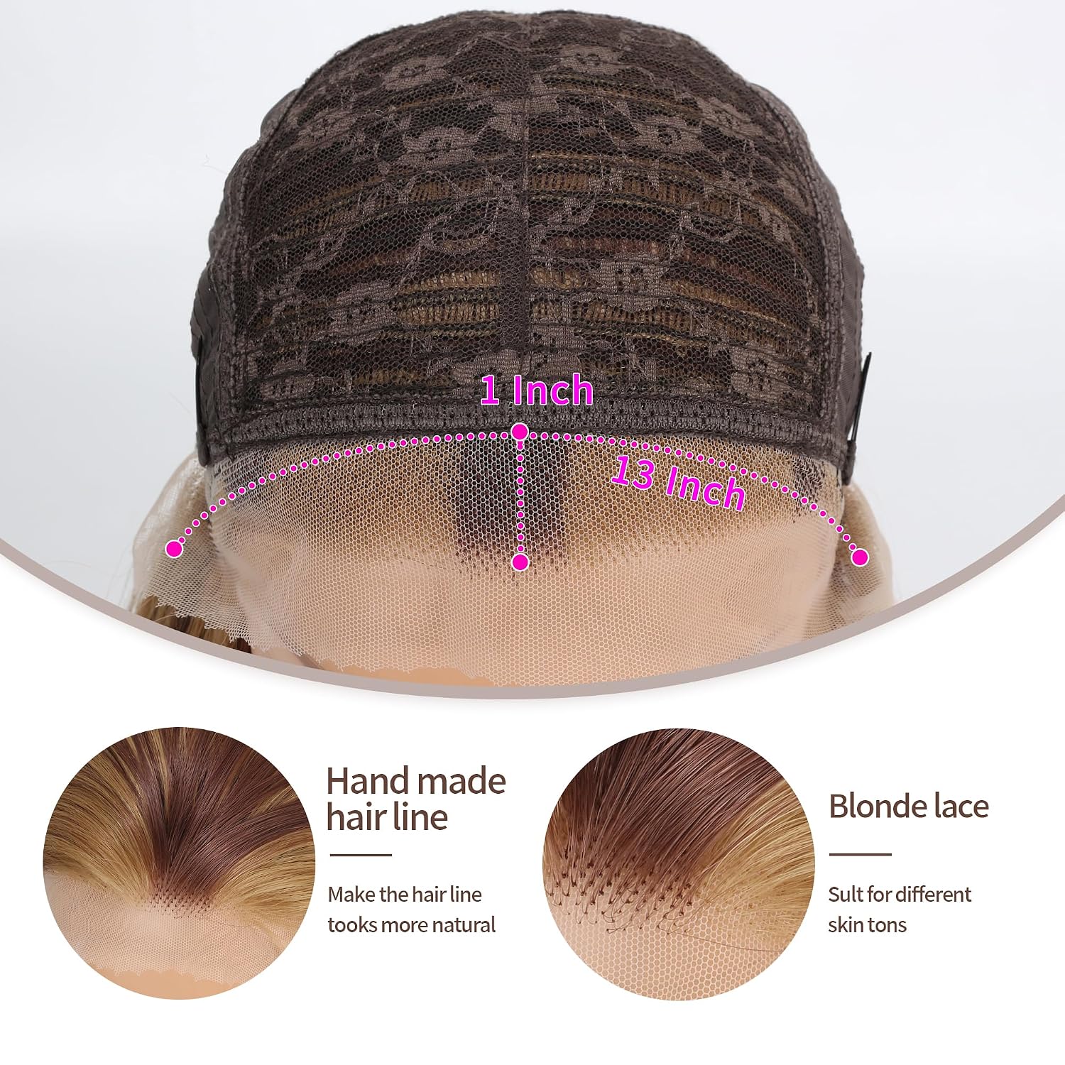 Synthetic Lace Front Wigs For Women Stripe Highlight Honey Blonde Straight Hair Glueless 13x1 Long Straight Natural Heat Resistant Fiber Natural Wig With 26 Inch (HHB)