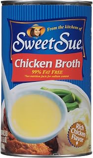 Sweet Sue Chicken Broth, 49.5 oz Club Pack Can, 99% Fat Free, Gluten Free, Keto Friendly (Pack of 1)