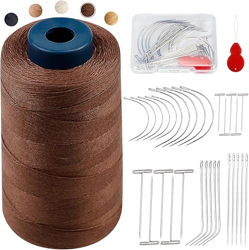 Hilo de extensión de cabello de 900 yardas, hilos de coser, hilos de tejer con 30 agujas TCJI para coser a mano, extensiones de cabello, fabricación