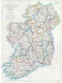 Stanford's Map of Ireland Showing Counties and Baronies 19th Century - Size 59.4 x 80 cm