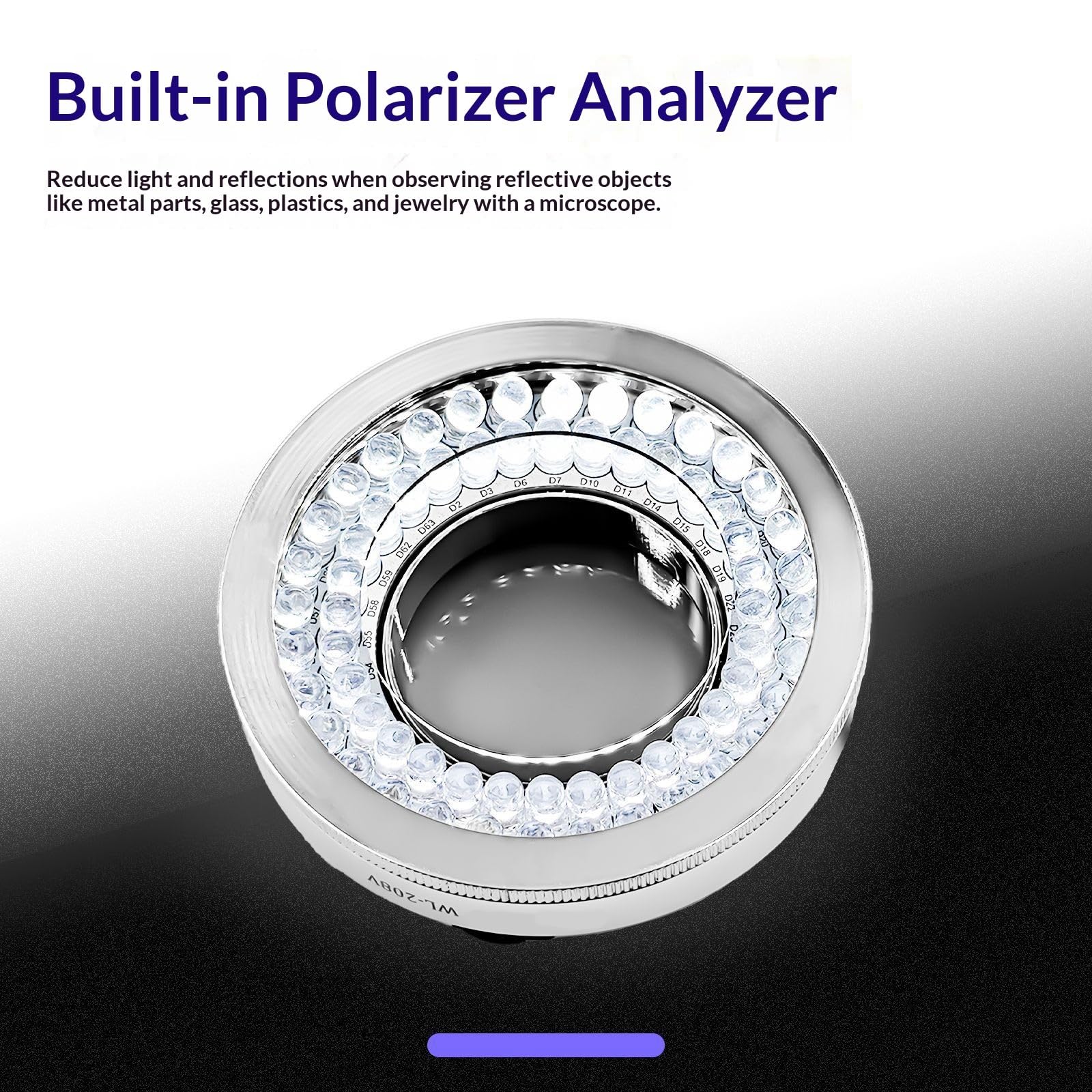 Microscopio polarizzatore universale dimmerabile LED per illuminazione uniforme Microscopio uniforme Intensità regolabile Ringing LED