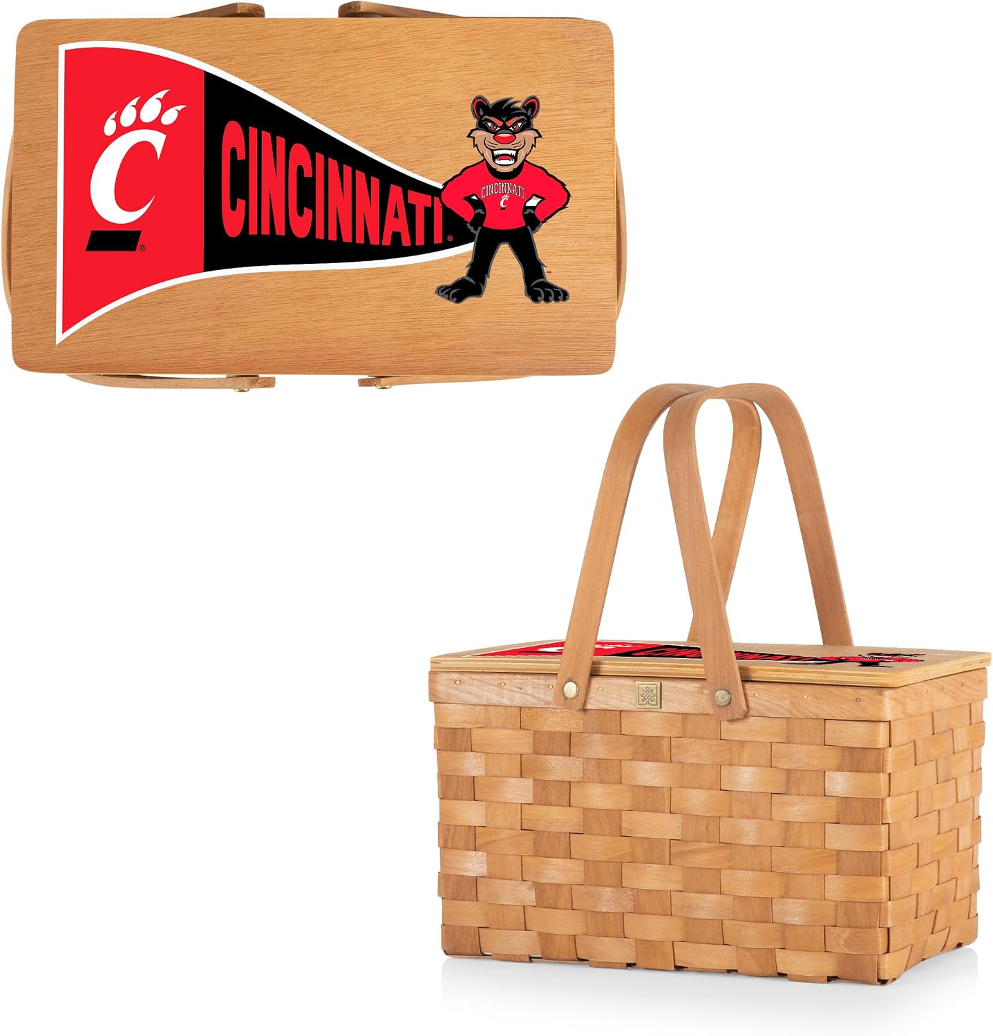 PICNIC TIME NCAA Cincinnati Bearcats Poppy Personal Picnic Basket, Insulated Lunch Bag, Retro Lunch Box, (Beige)