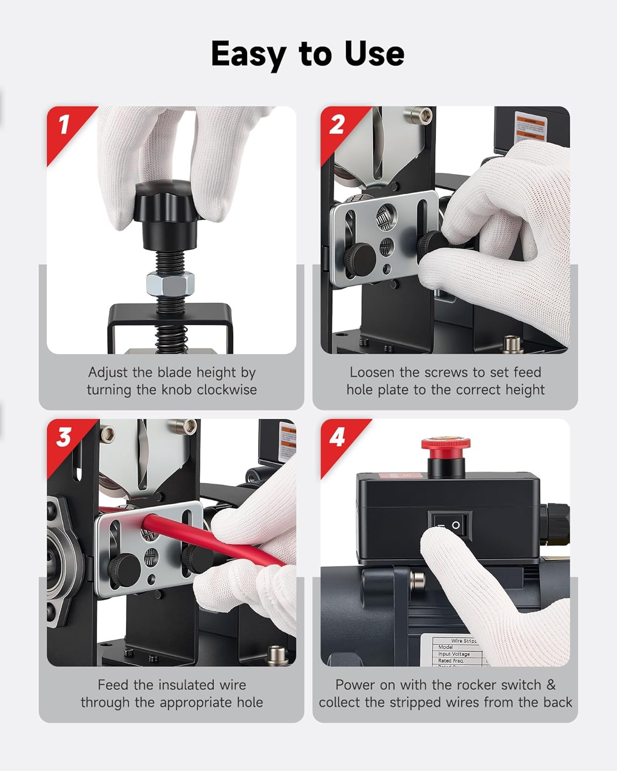 CREWORKS Automatic Wire Stripper Machine, Wire Stripper Electrical for 0.06"-0.9" (1.5-22 mm) Copper Wires with 3 Operation Modes, Wire Stripping Tool with Hand Crank for Scrap Wire Recycling