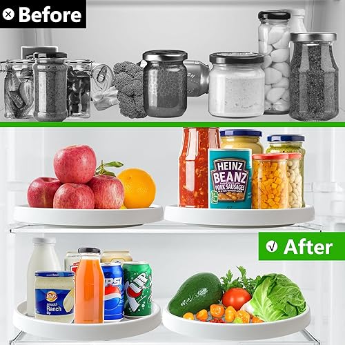 Miniatura 4 de Lazy Susan, 2 unidades estante organizador antideslizante Lazy Susan de 10 pulgadas para gabinete, organización y almacenamiento de despensa,