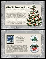 Vista 1 de Monedas y sello de saludos navideños Moneda navideña de medio dólar original de JFK coloreada Sello postal de Mint State US Certificado