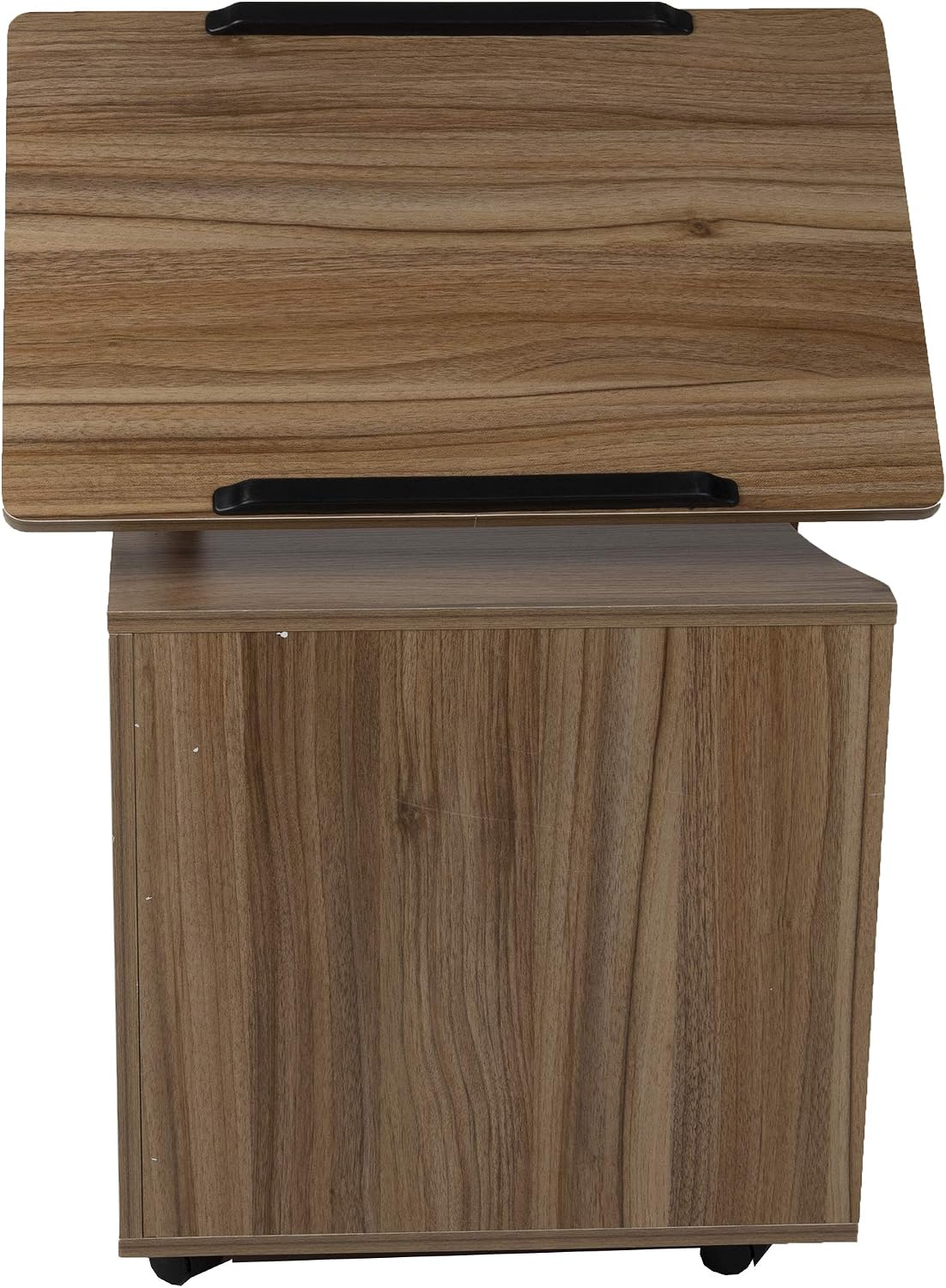Mind Reader Bedside Workstation Nightstand Swivel Top Couch Laptop Desk with Drawers and Magazine Holder, Wood Finish, Brown 15.75 in x 23.75 in x 34 in