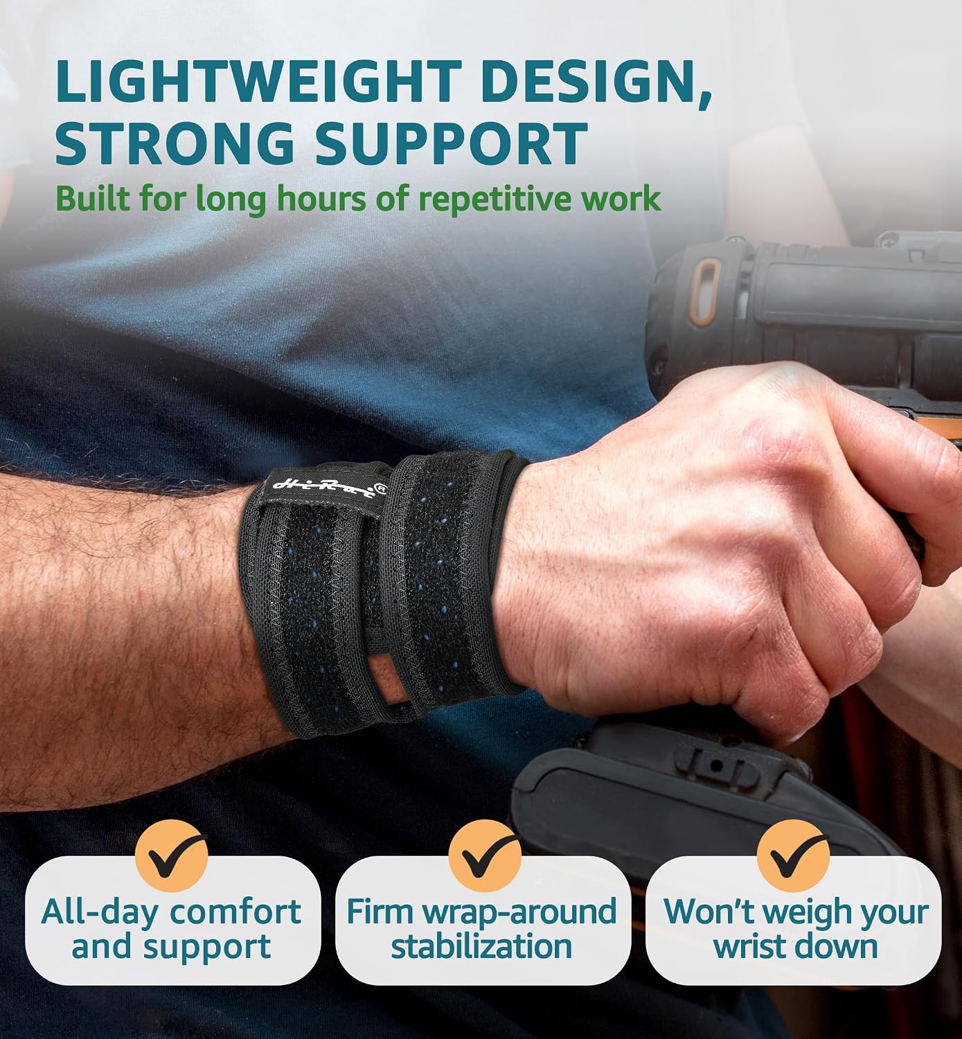 HiRui Wrist Brace for TFCC Tears, Adjustable Wristband Wrist Wraps Support for Fitness Weightlifting Tennis Tendonitis Carpal Tunnel Arthritis Pain Relief, One Size Adjustable (Black, 1 Pack)