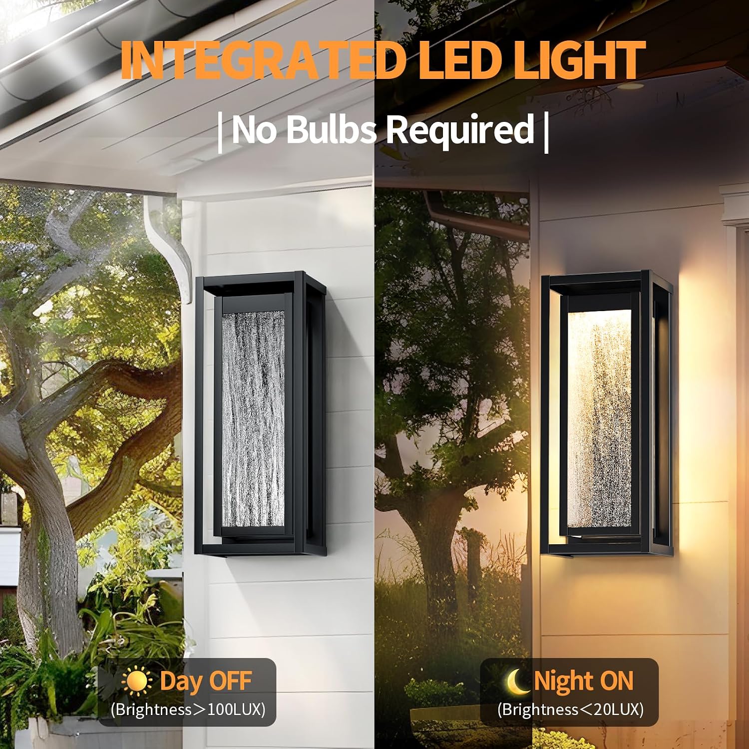 16'' LED Dusk to Dawn Outdoor Light Fixture, 3000K Porch Lights Outdoor Wall Lights with Bubble Glass, Industrial Exterior Lighting Farmhouse Wall Lantern Outside Sconce Lights for House Garage