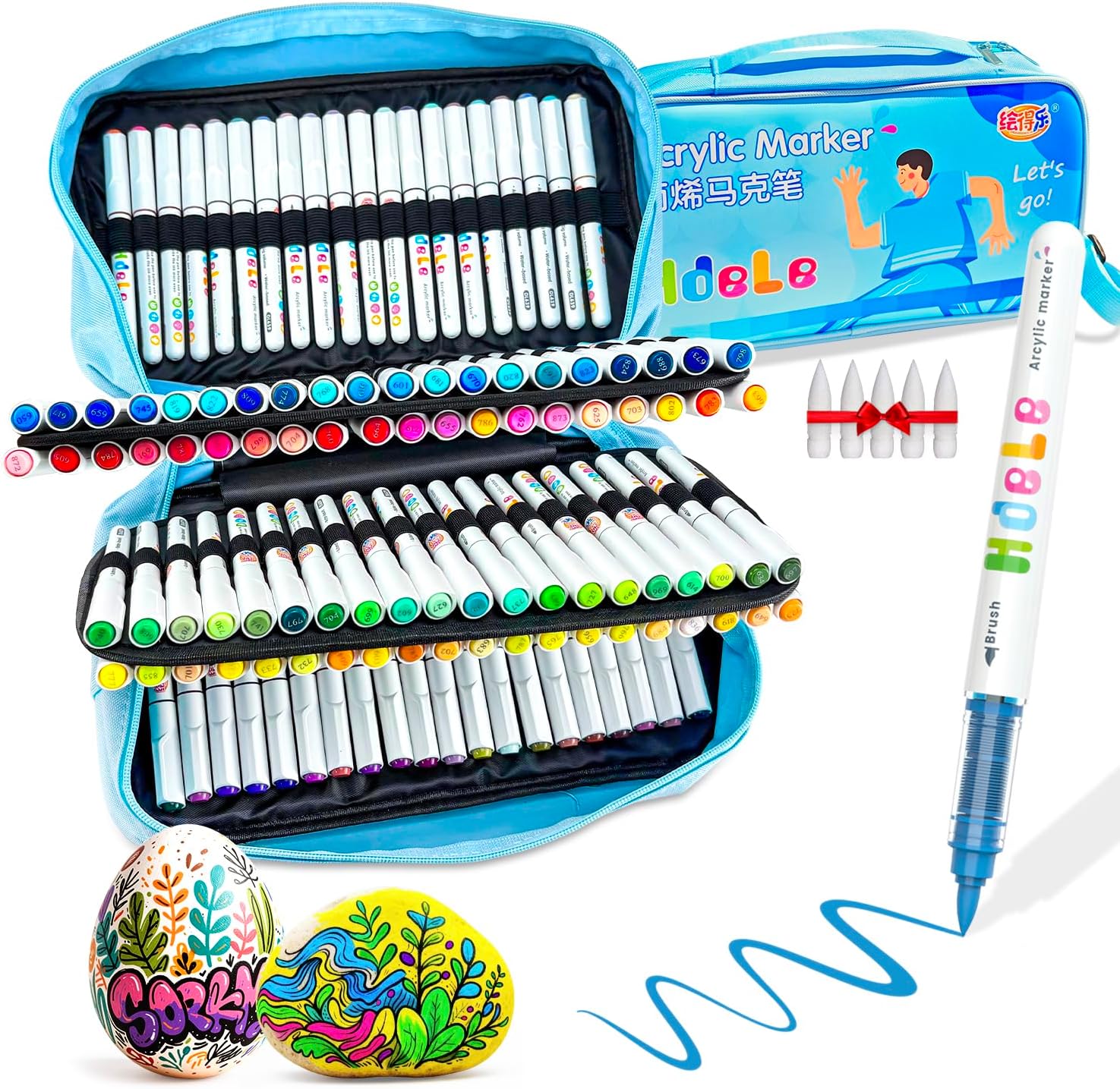 Guangna 120 Colors Acrylic Paint Markers, Brush Tip Acrylic Paint Pens for Pumpkin Paint, Christmas Art, Rock Painting, Wood, Glass, Ceramic, Canvas, Stone, DIY Crafts