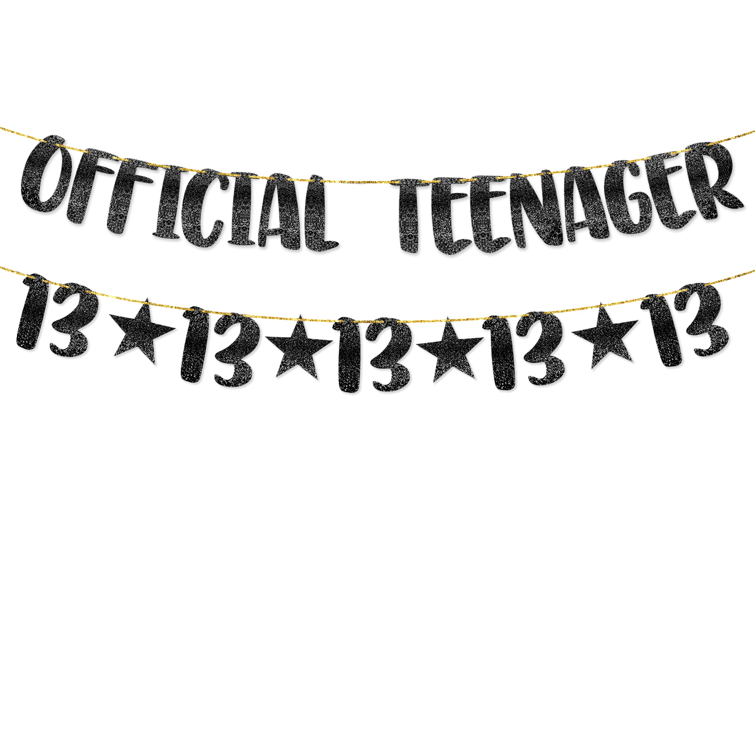TOYVENTURES 13th Birthday Decorations - Official Teenager Glitter Banner with Number 13 Garland | Party Supplies, Ideas, Gifts for Girls & Boys | Pre-Strung Reusable Birthday Banner, No DIY Required