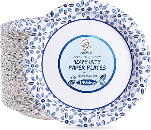 Miniatura 2 de JOLLY CHEF Platos de papel de 8.37 pulgadas, 140 unidades y 160 cuencos de papel de 20 onzas