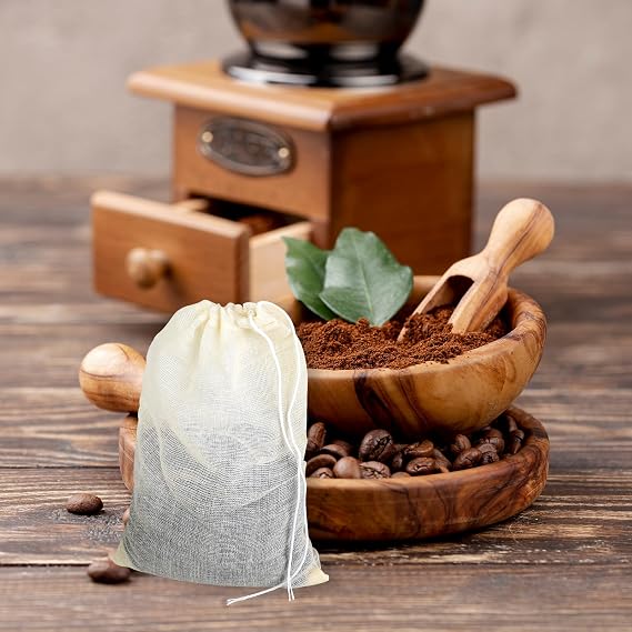 30PCS Spice Bags for Cooking Muslin Bags Reusable Empty Tea Bags with Drawstring Sachet Bags Cheese Cloth Bags for Straining 8×10cm/ 3x4 Inch